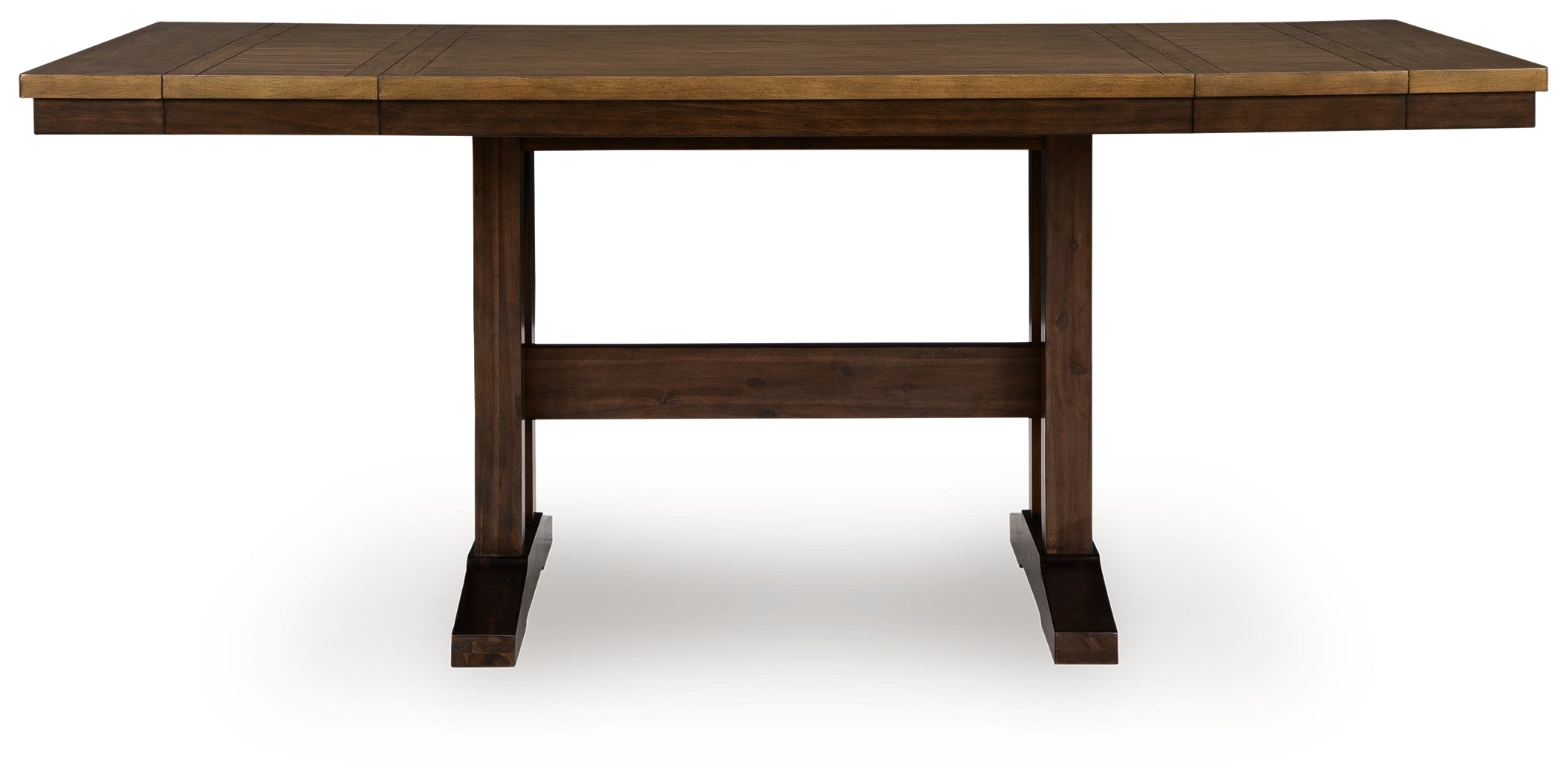 Tampa Furniture Outlet Lutz - Ashley Furniture - Rylandeen Dining Room - RECT DRM Counter EXT Table / Light Brown/Dark Brown / 86"W x 42"D x 36"H - PCD651-32
