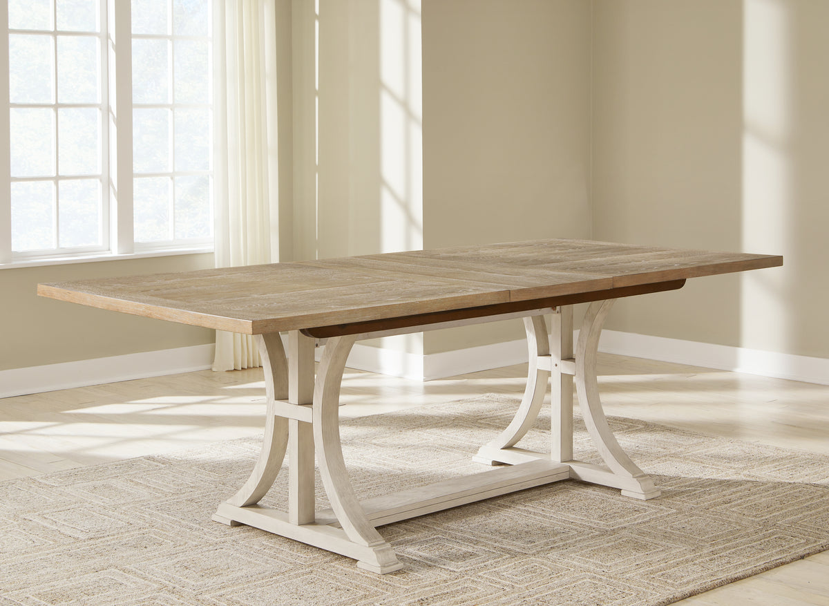 Tampa Furniture Outlet Lutz - Ashley Furniture - Shaybrock Dining Room - RECT Dining Room EXT Table / Antique White/Brown - D683-35