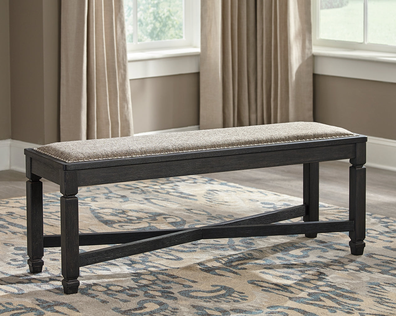 Tampa Furniture Outlet Lutz - Ashley Furniture - Tyler Creek Dining Room - Upholstered Bench / Black/Grayish Brown - D736-00