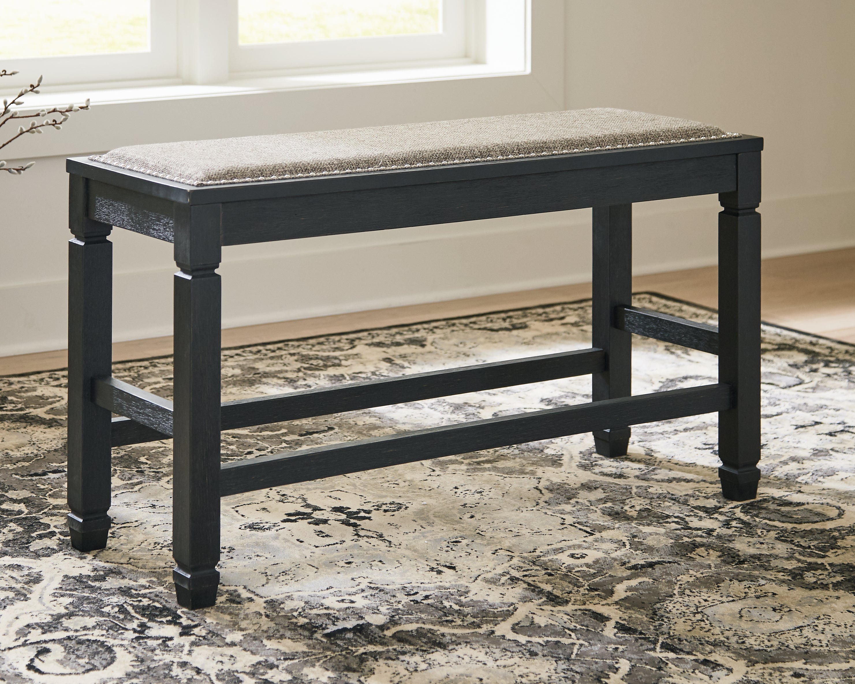 Tampa Furniture Outlet Lutz - Ashley Furniture - Tyler Creek Dining Room - DBL Counter UPH Bench (1/CN) / Antique Black - D736-09