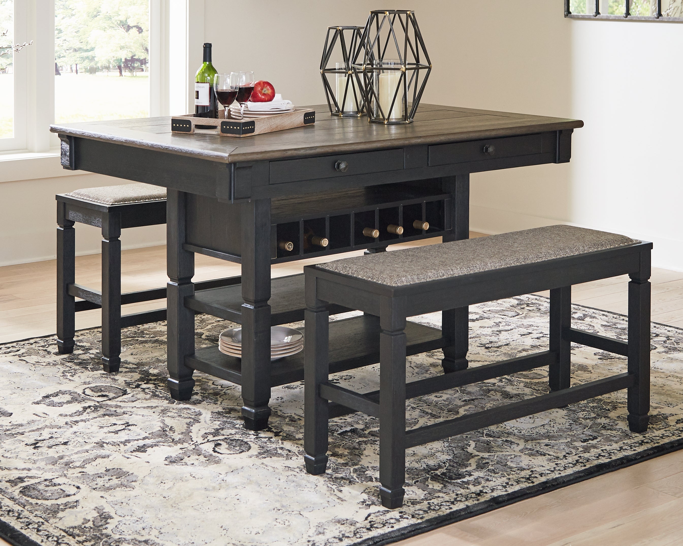 Tampa Furniture Outlet Lutz - Ashley Furniture - Tyler Creek Dining Room - RECT Dining Room Counter Table / Black/Gray - D736-32