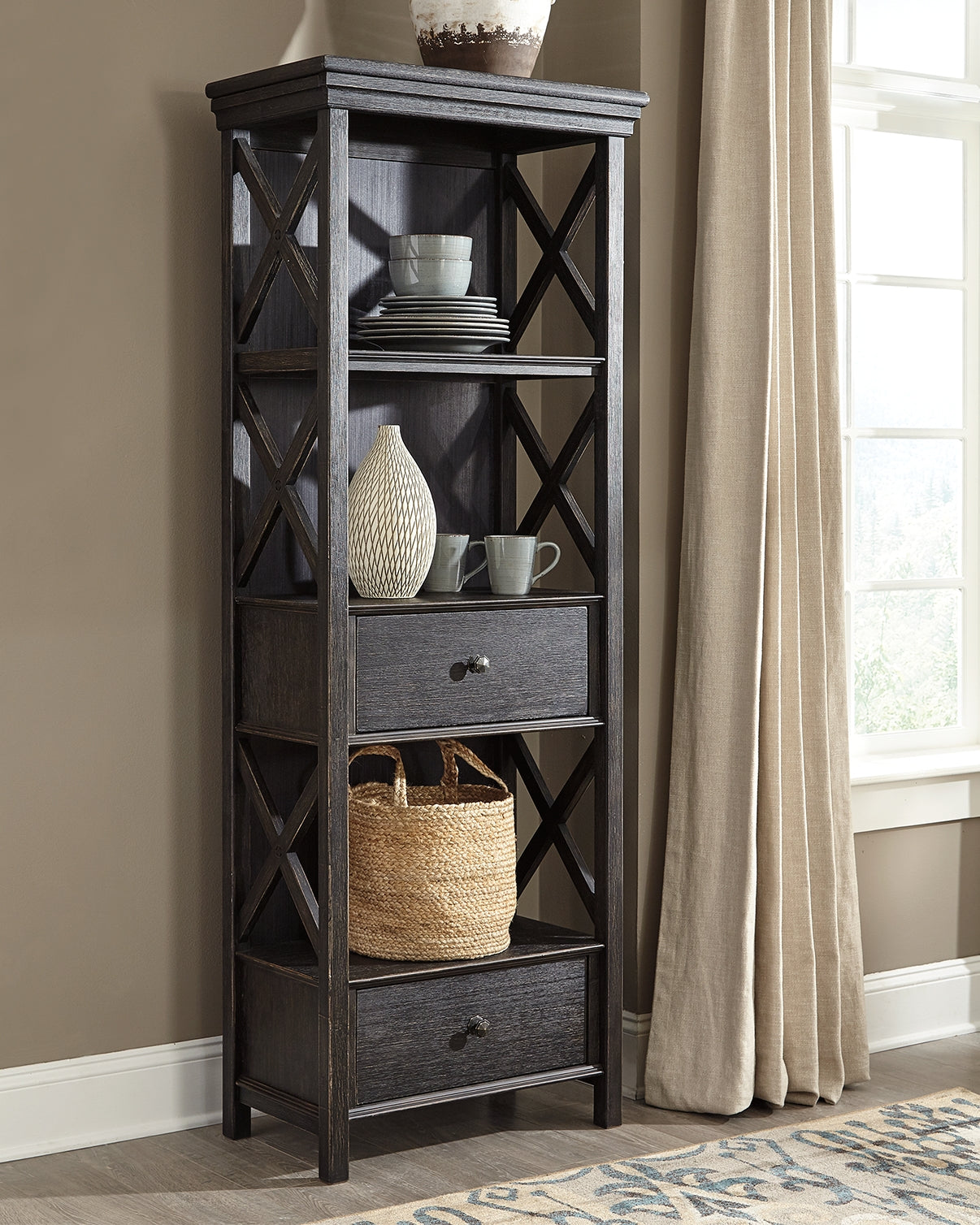 Tampa Furniture Outlet Lutz - Ashley Furniture - Tyler Creek Dining Room - Display Cabinet / Black/Gray - D736-76