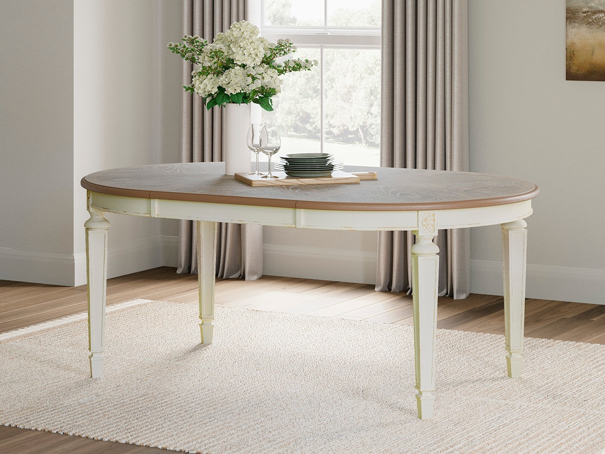 Tampa Furniture Outlet Lutz - Ashley Furniture - Realyn Dining Room - Oval Dining Room EXT Table / Chipped White - D743-35
