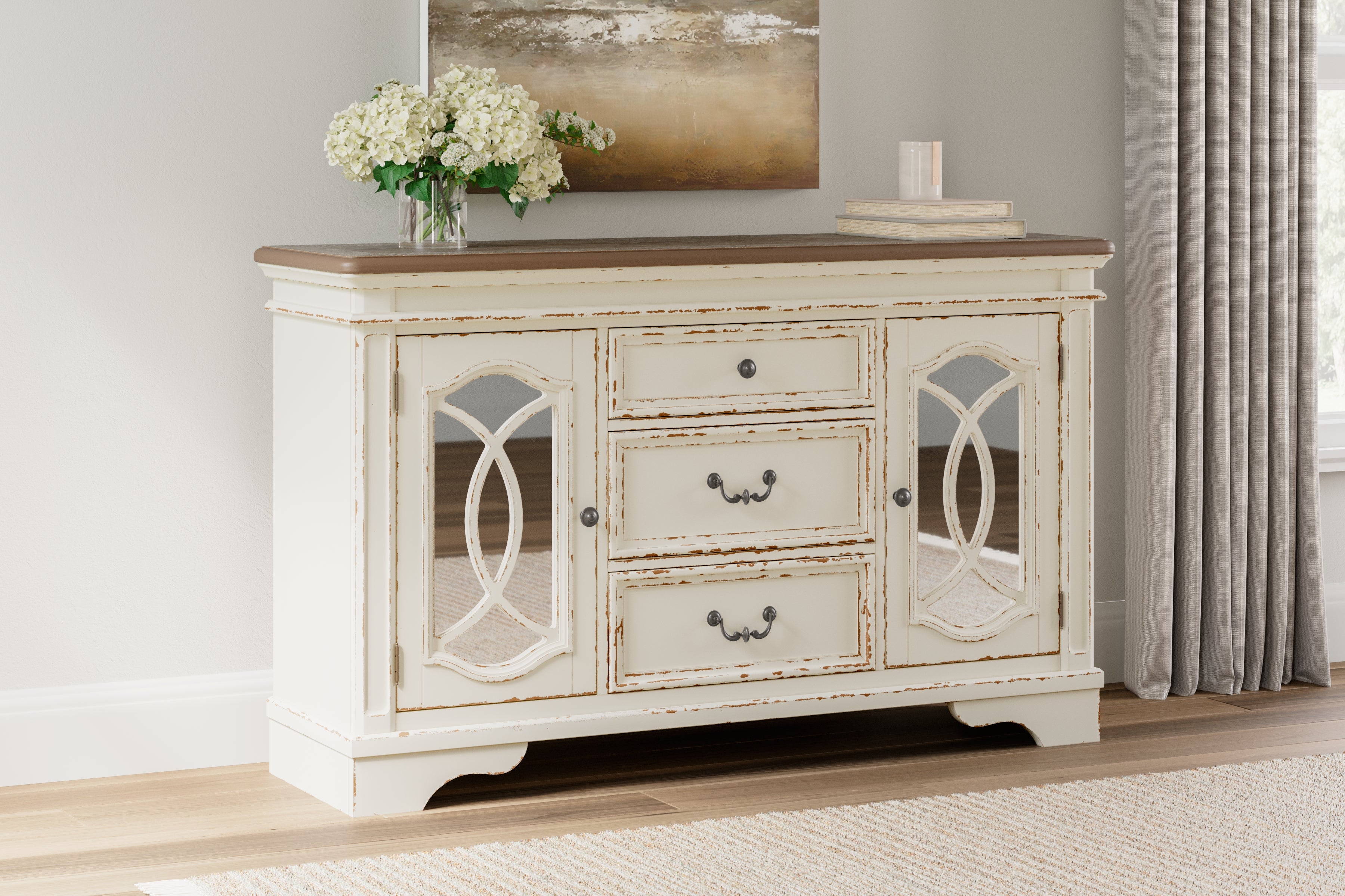 Tampa Furniture Outlet Lutz - Ashley Furniture - Realyn Dining Room - Dining Room Server / Chipped White - D743-60