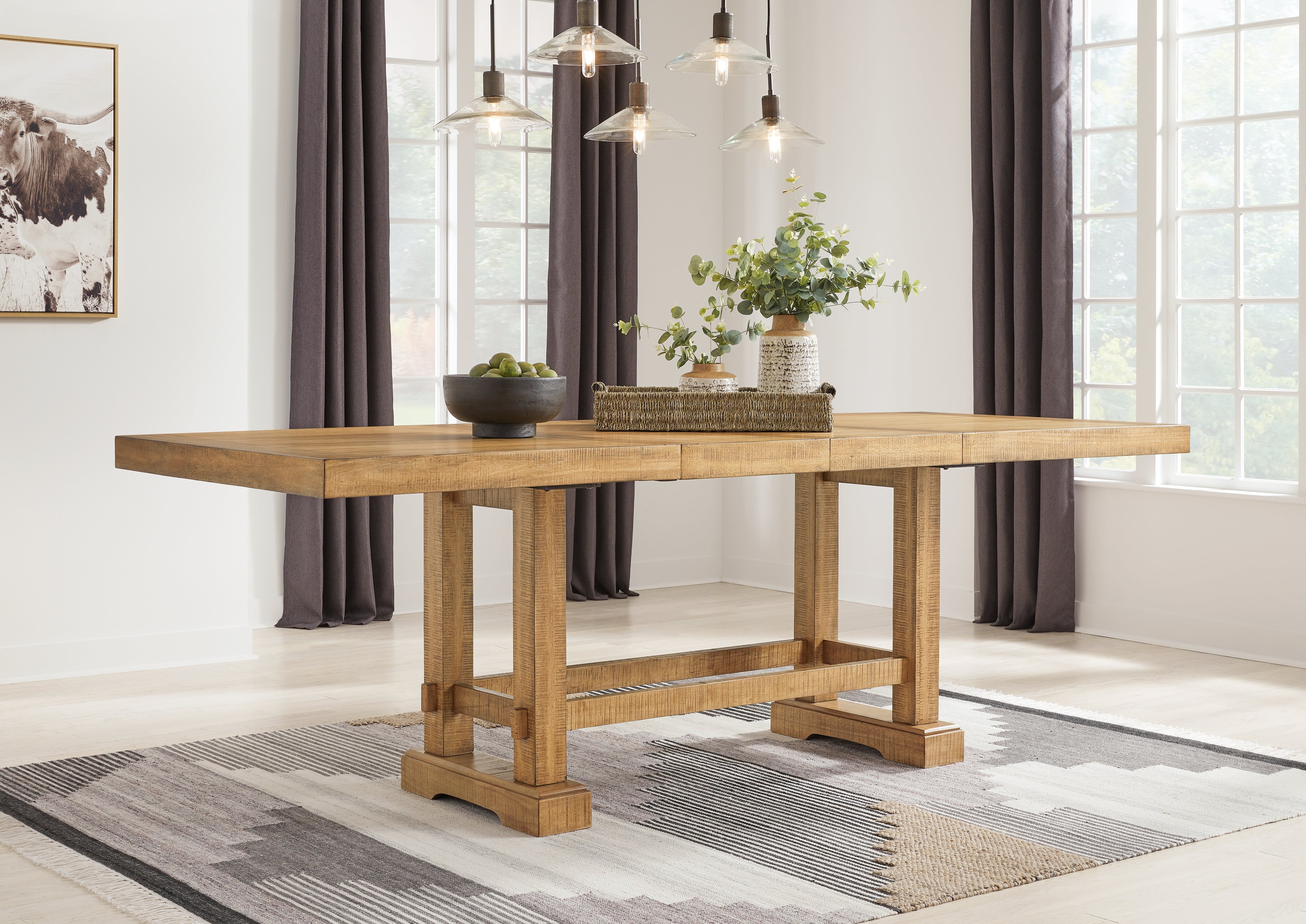 Tampa Furniture Outlet Lutz - Ashley Furniture - Havonplane Dining Room - RECT DRM Counter EXT Table / Brown - D773-32