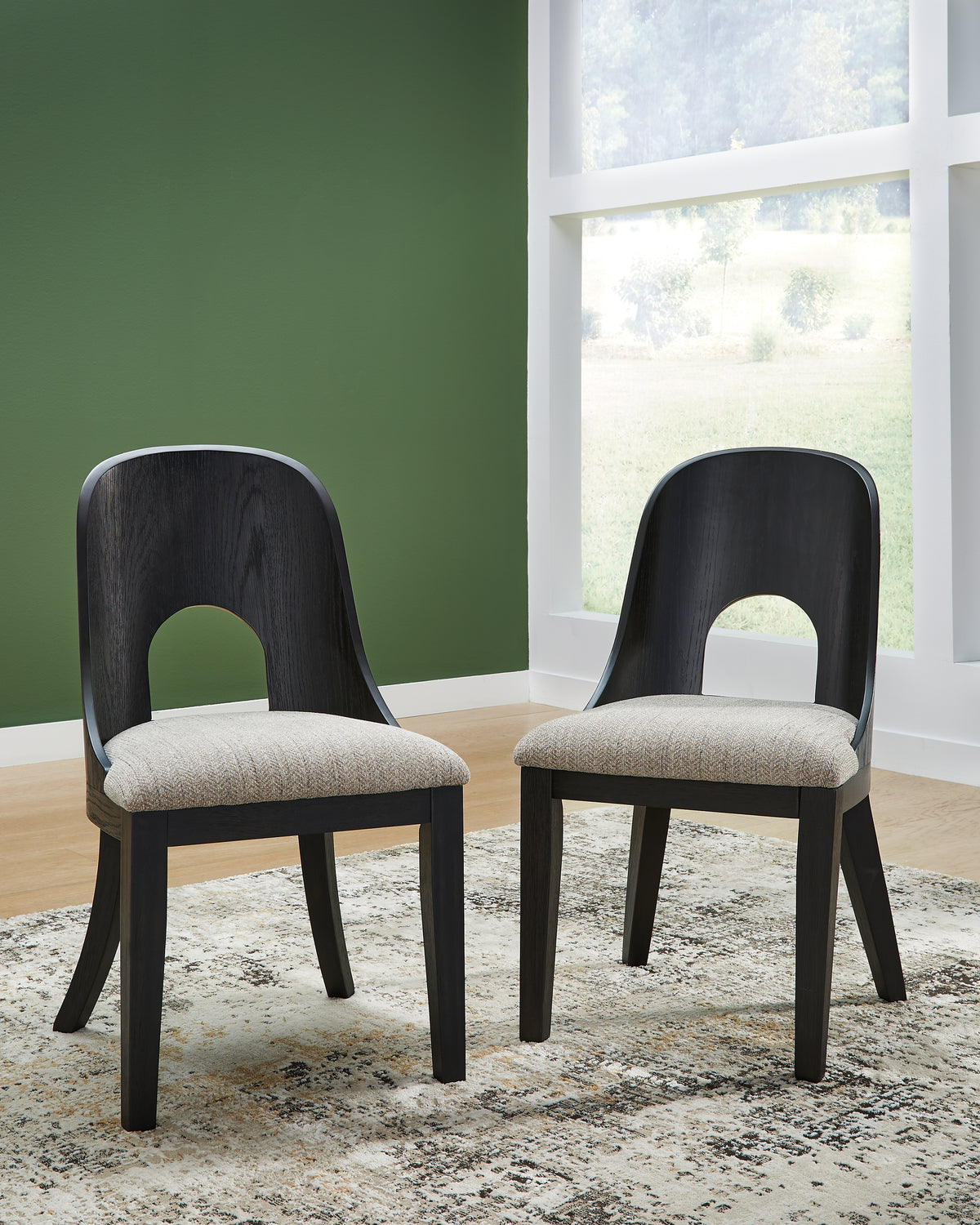 Tampa Furniture Outlet Lutz - Ashley Furniture - Rowanbeck Dining Room - Dining Chair (Set of 2) / Black - D821-01X2