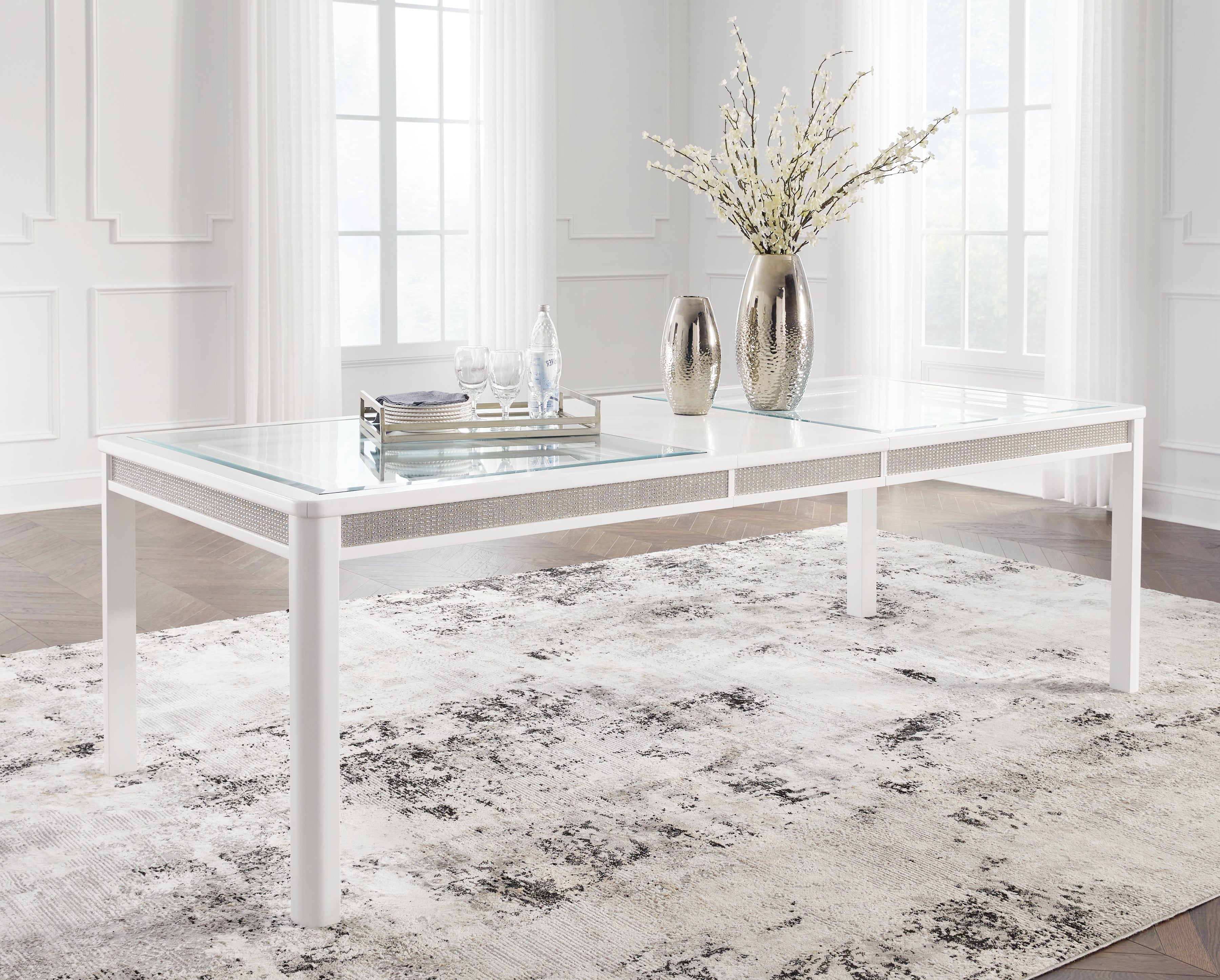 Tampa Furniture Outlet Lutz - Ashley Furniture - Chalanna Dining Room - RECT Dining Room EXT Table / White - D822-35