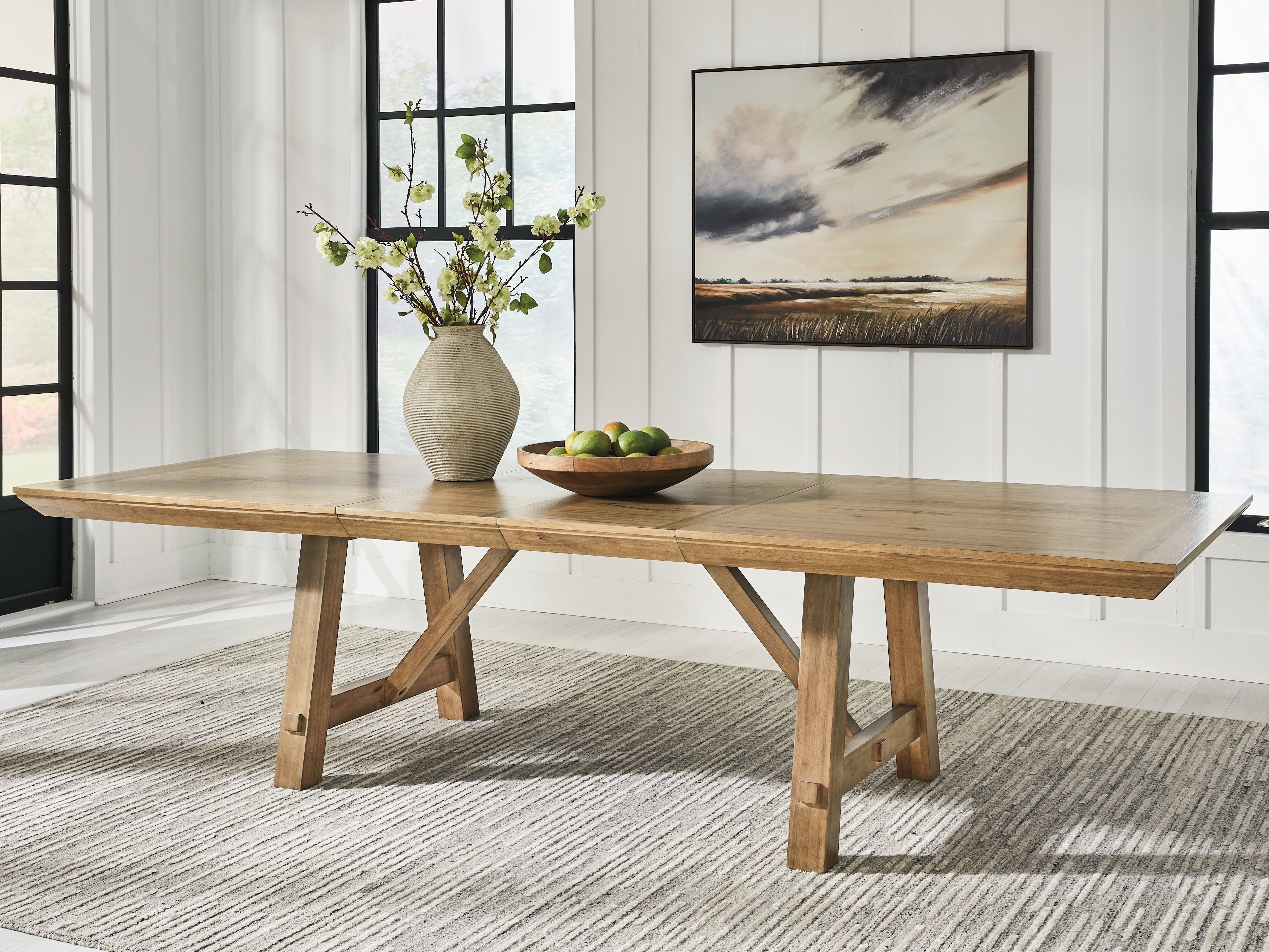 Tampa Furniture Outlet Lutz - Ashley Furniture - Ridgester Dining Room - RECT Dining Room EXT Table / Light Brown - D858-45