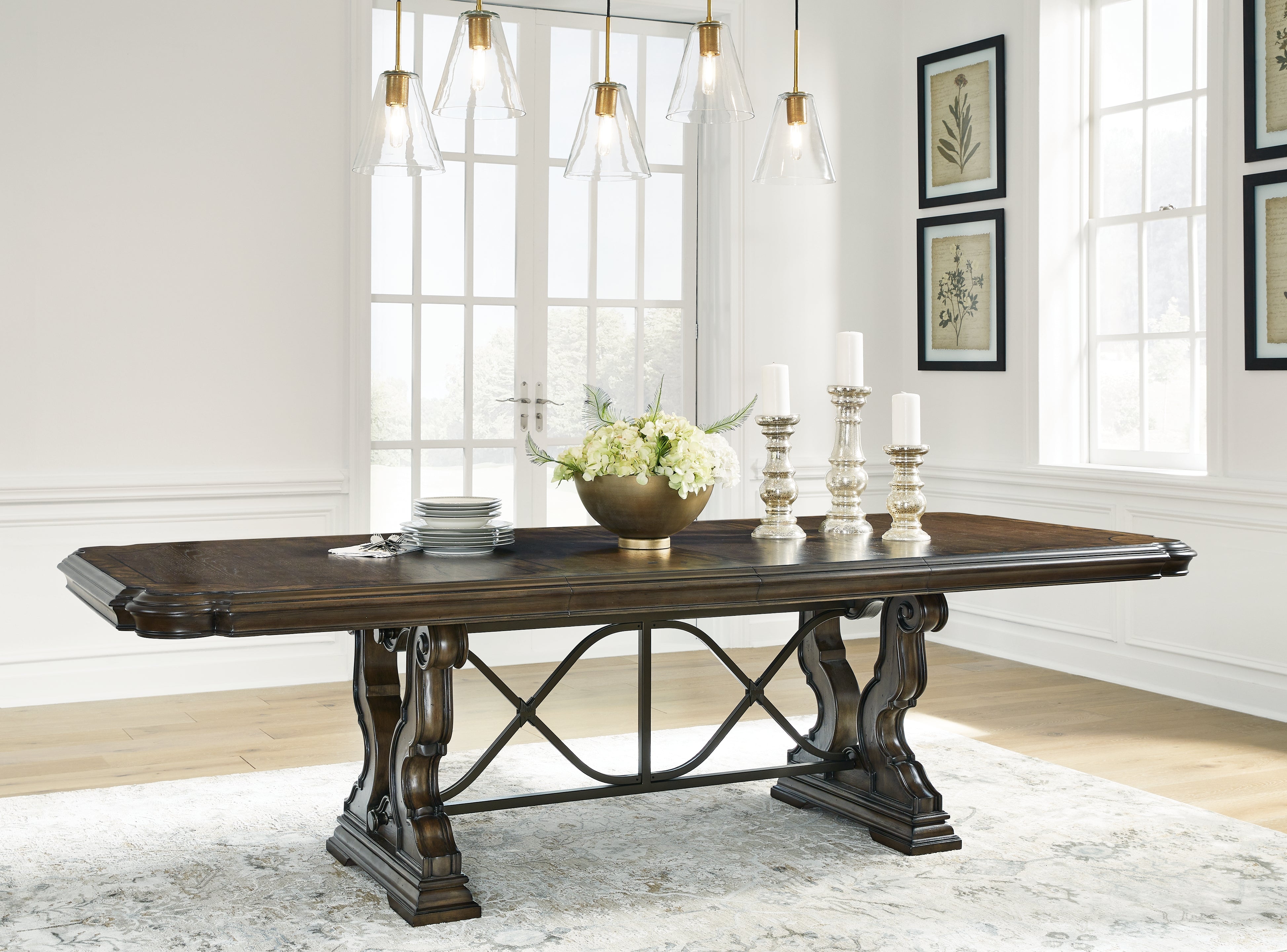 Tampa Furniture Outlet Lutz - Ashley Furniture - Maylee Dining Room - Dining Extension Table / Dark Brown / 44"W x 108.5"D x 30"H - D947D5