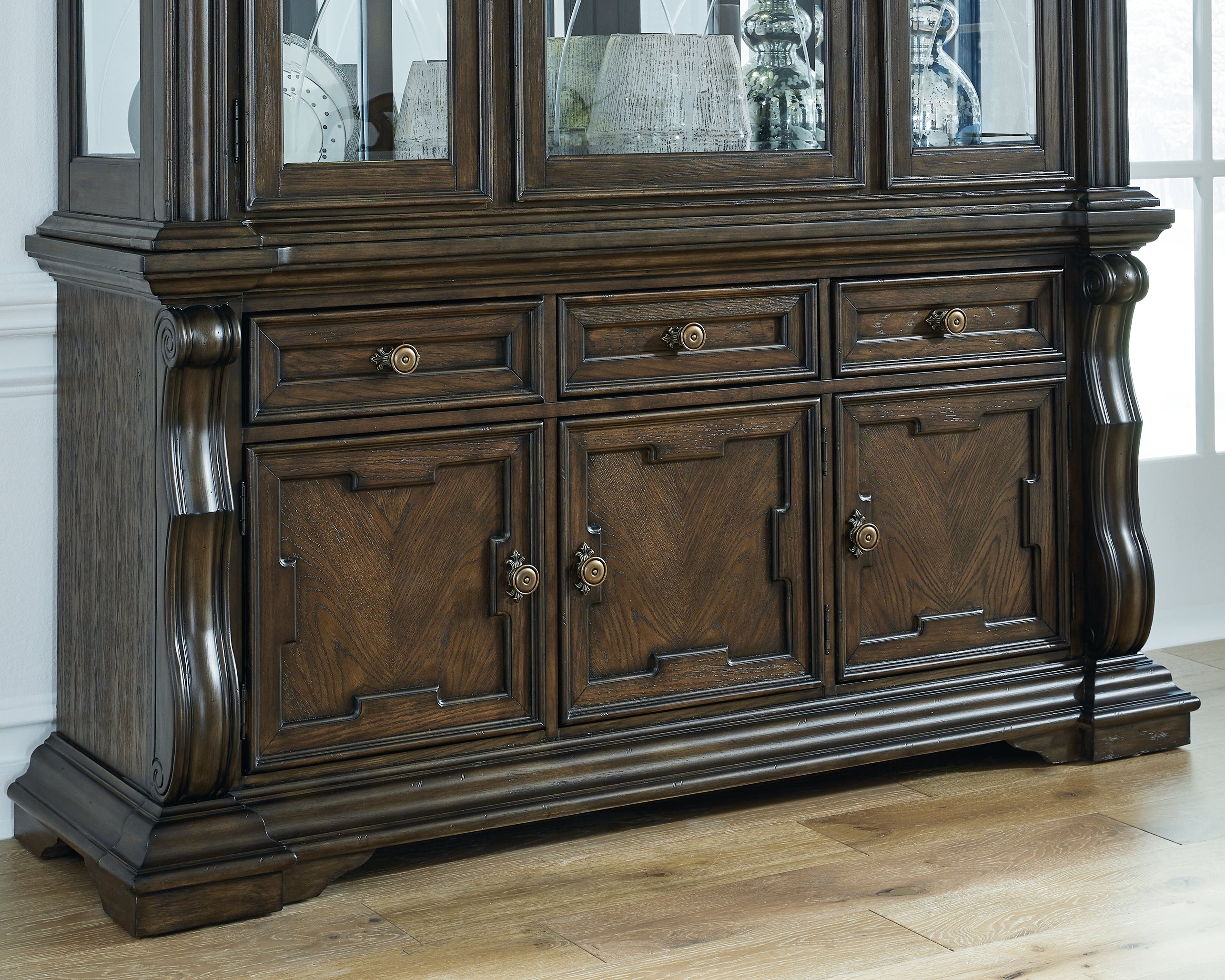 Tampa Furniture Outlet Lutz - Ashley Furniture - Maylee Dining Room - Dining Room Buffet / Dark Brown / 72"W x 21"D x 34"H - D947-80