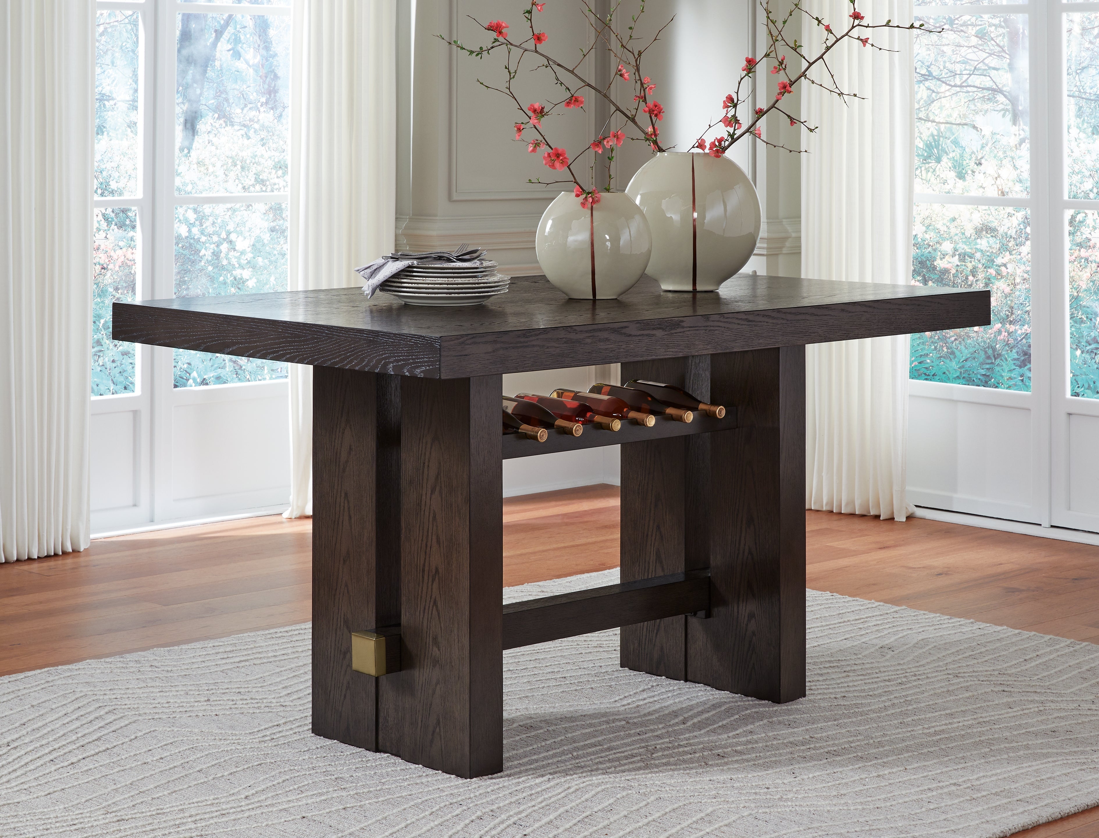Tampa Furniture Outlet Lutz - Ashley Furniture - Burkhaus Dining Room - RECT Dining Room Counter Table / Dark Brown - D984-32