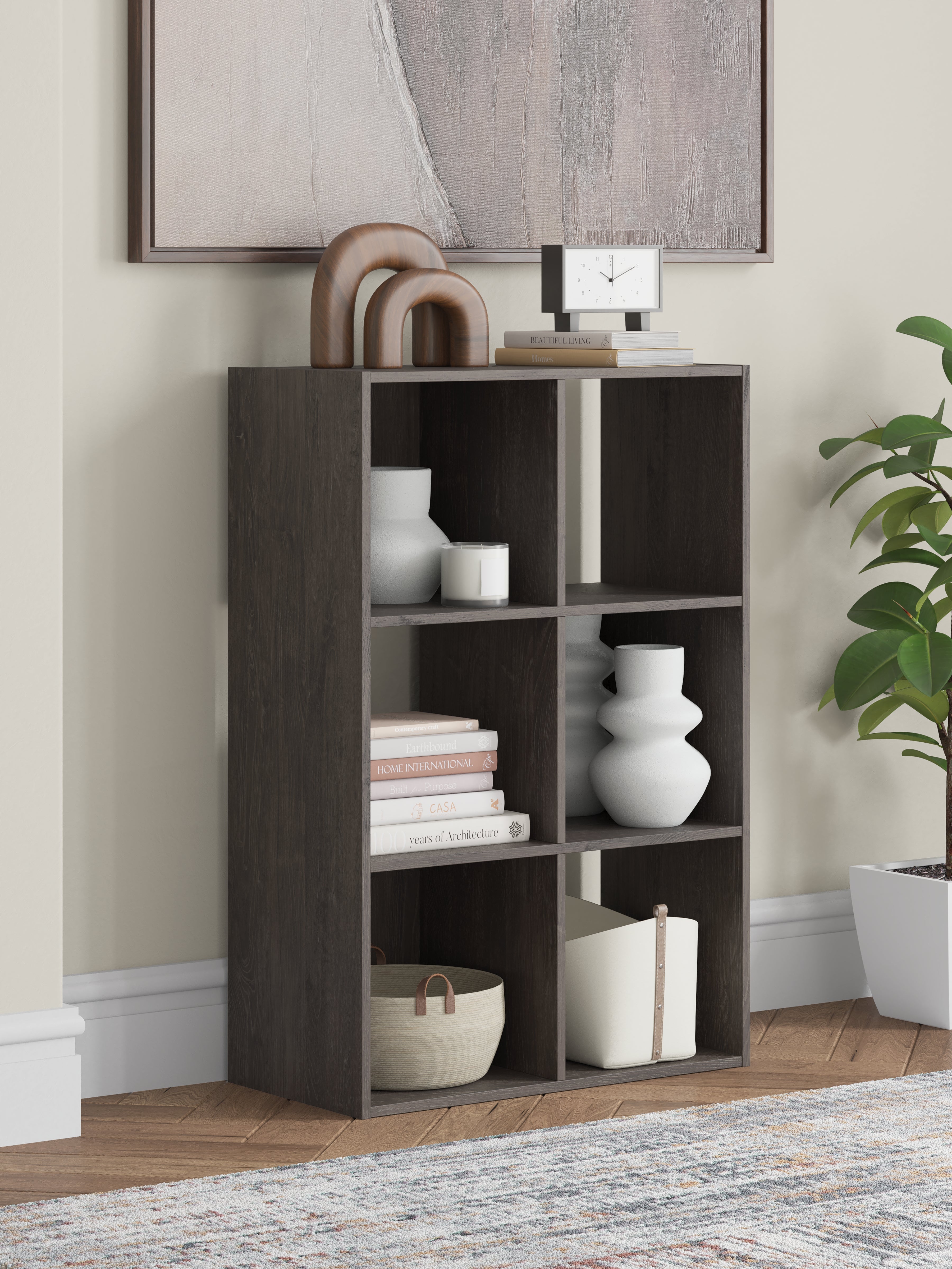 Tampa Furniture Outlet Lutz - Ashley Furniture - Piperton Six Cube Organizer - Six Cube Organizer / Charcoal - EA5514-3X2