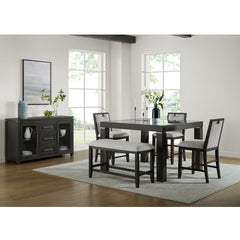 Elodie Counter Bench with Grey Fabric in Charcoal – SKU D-18680-8-CBN | Elements