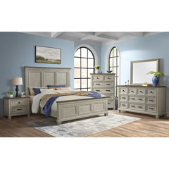Farmington King Panel Bed in Medium Brown and Washed Stone – SKU B-9890-7-KB | Elements