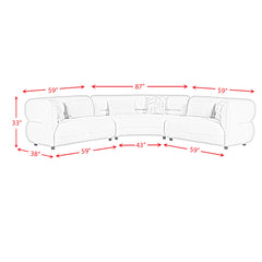 Four Seasons RHF Loveseat in Woolen Camel with 2 Pillows