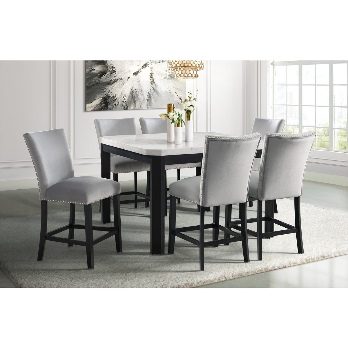 Francesca Counter Dining Gray Counter Velvet Side Chair (2 Per Pack) – SKU CFC300CVSC | Elements