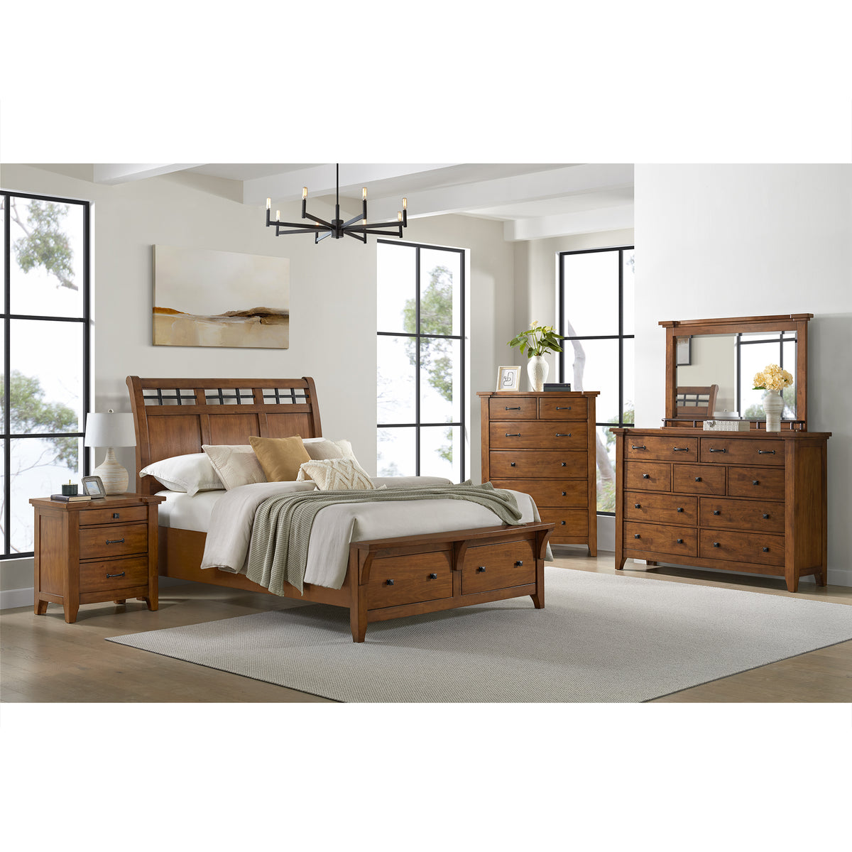 Gage Queen Sleigh Storage Bed in Chestnut – SKU B-15580-5-QSB | Elements