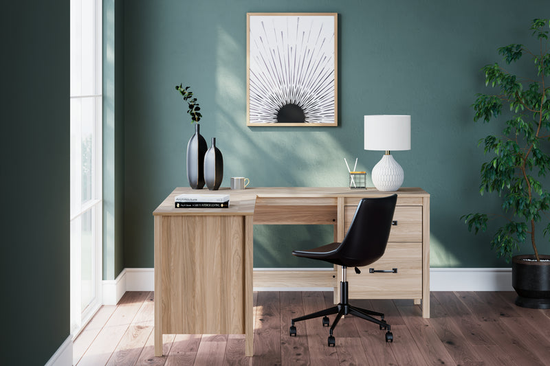 Tampa Furniture Outlet Lutz - Ashley Furniture - Battelle Office Desk - 60" Home Office Desk with Return / Tan - H3929H1