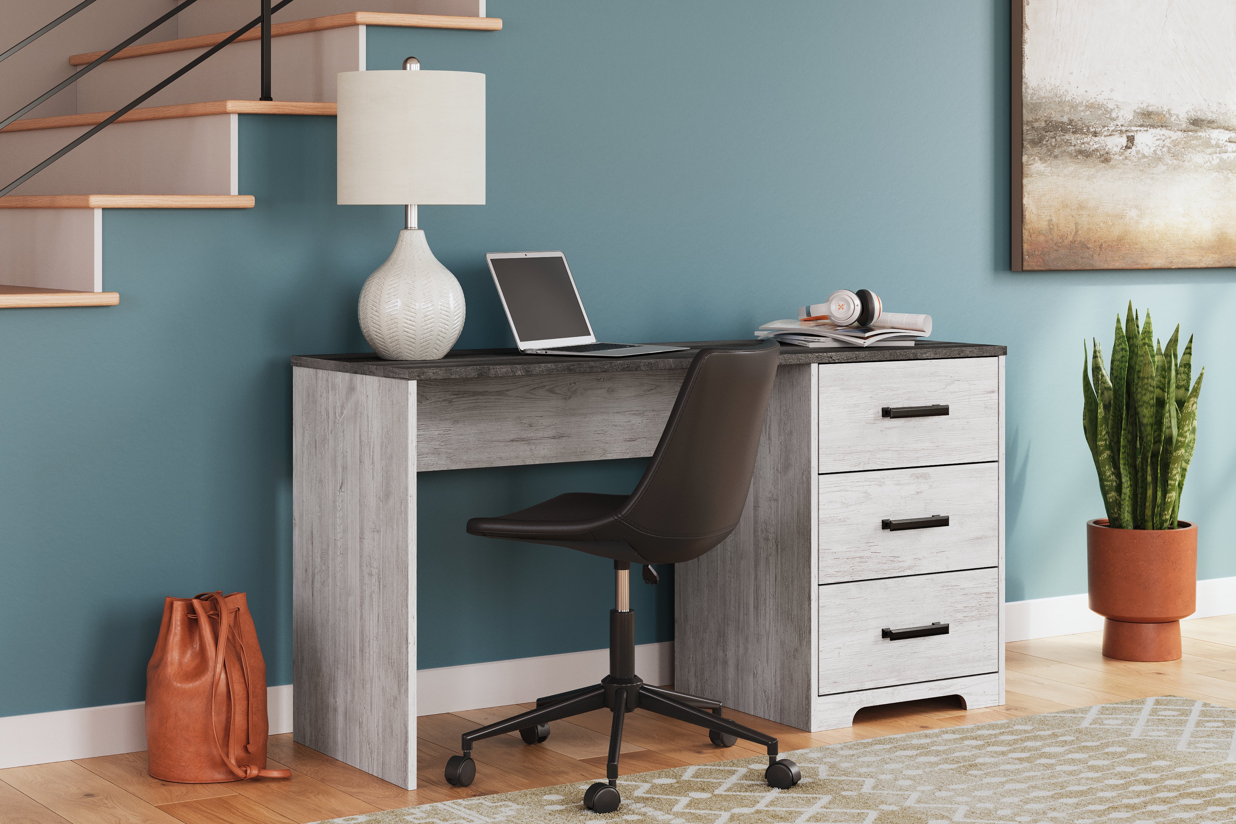 Tampa Furniture Outlet Lutz - Ashley Furniture - Shawburn Office Desk - Home Office Desk / White/Dark Charcoal Gray - H4121-34
