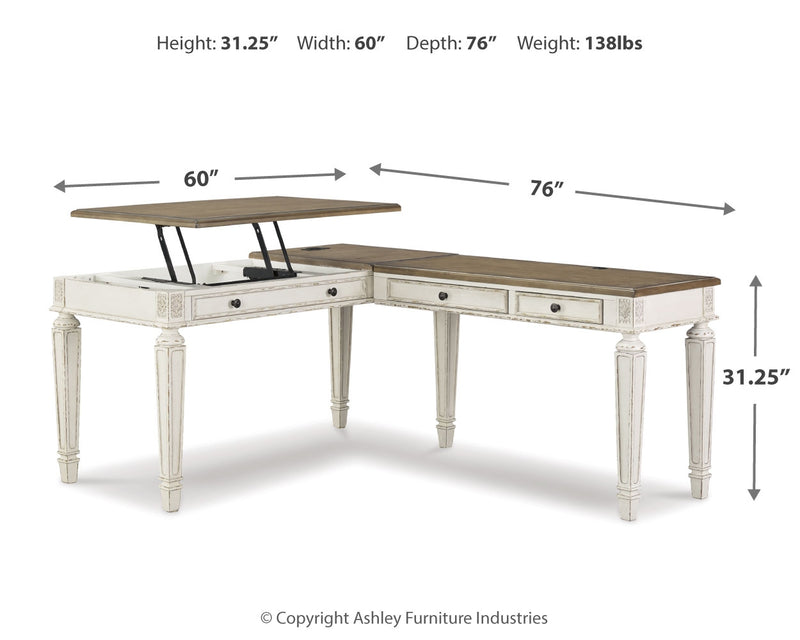 Tampa Furniture Outlet Lutz - Ashley Furniture - Realyn Office Desk - 2-Piece Home Office Desk - H743H2