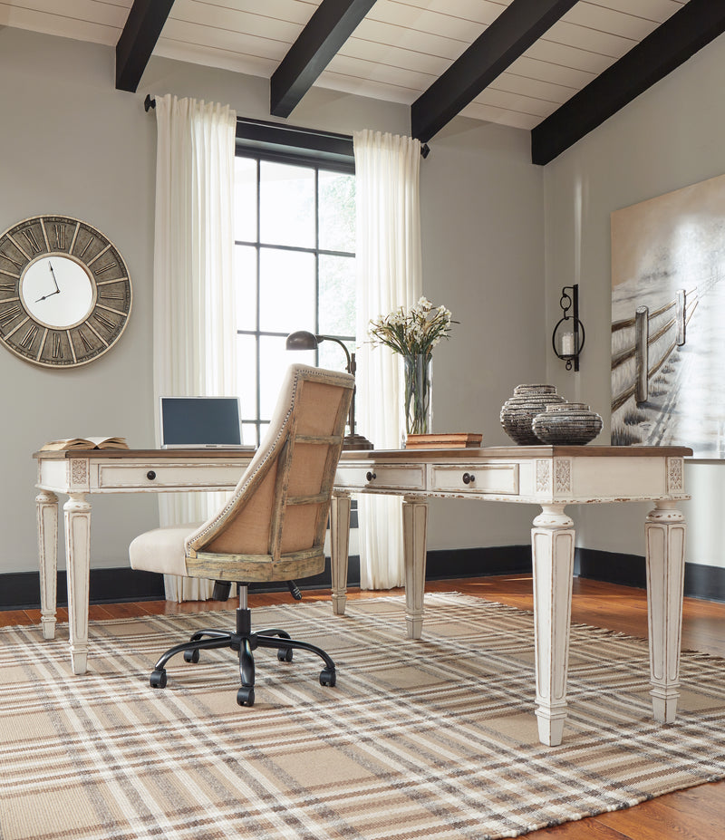 Tampa Furniture Outlet Lutz - Ashley Furniture - Realyn Office Desk - 2-Piece Home Office Desk - H743H2