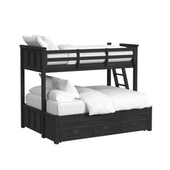 Hampton Kids Twin Over Full Bunk with Ladder and Trundle in Charcoal