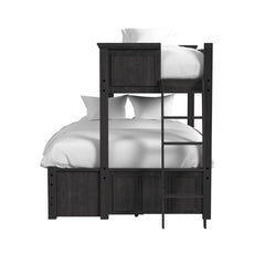 Hampton Kids Twin Over Full Bunk with Ladder and Trundle in Charcoal