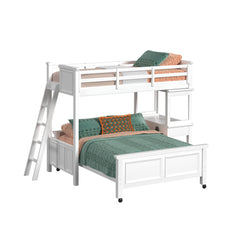 Hampton Kids Twin Over Full Loft with Ladder and Desk with Speaker in White