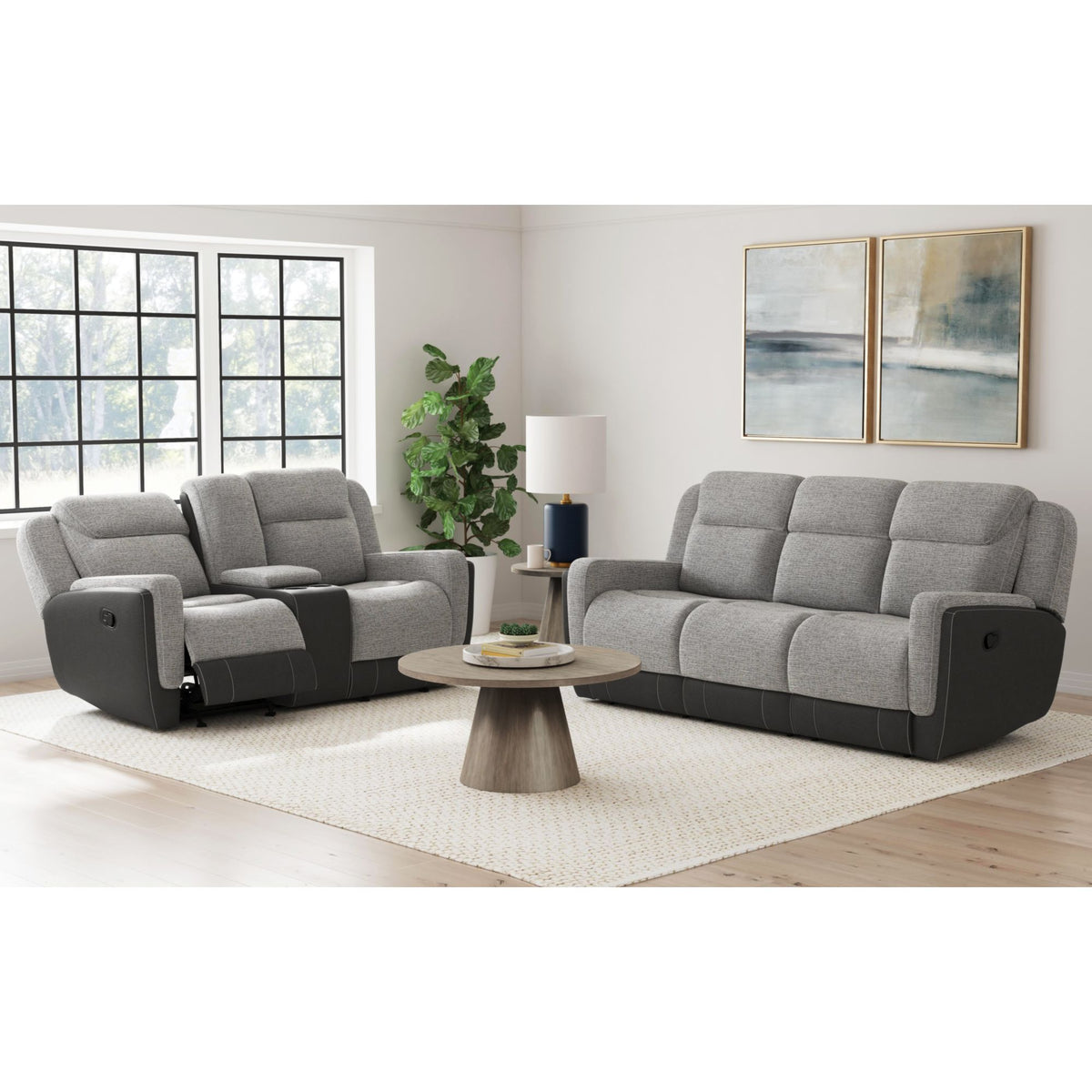 Hornet Motion Glider Loveseat with Console in Rancho Grey – SKU U-11550-10531-287 | Elements