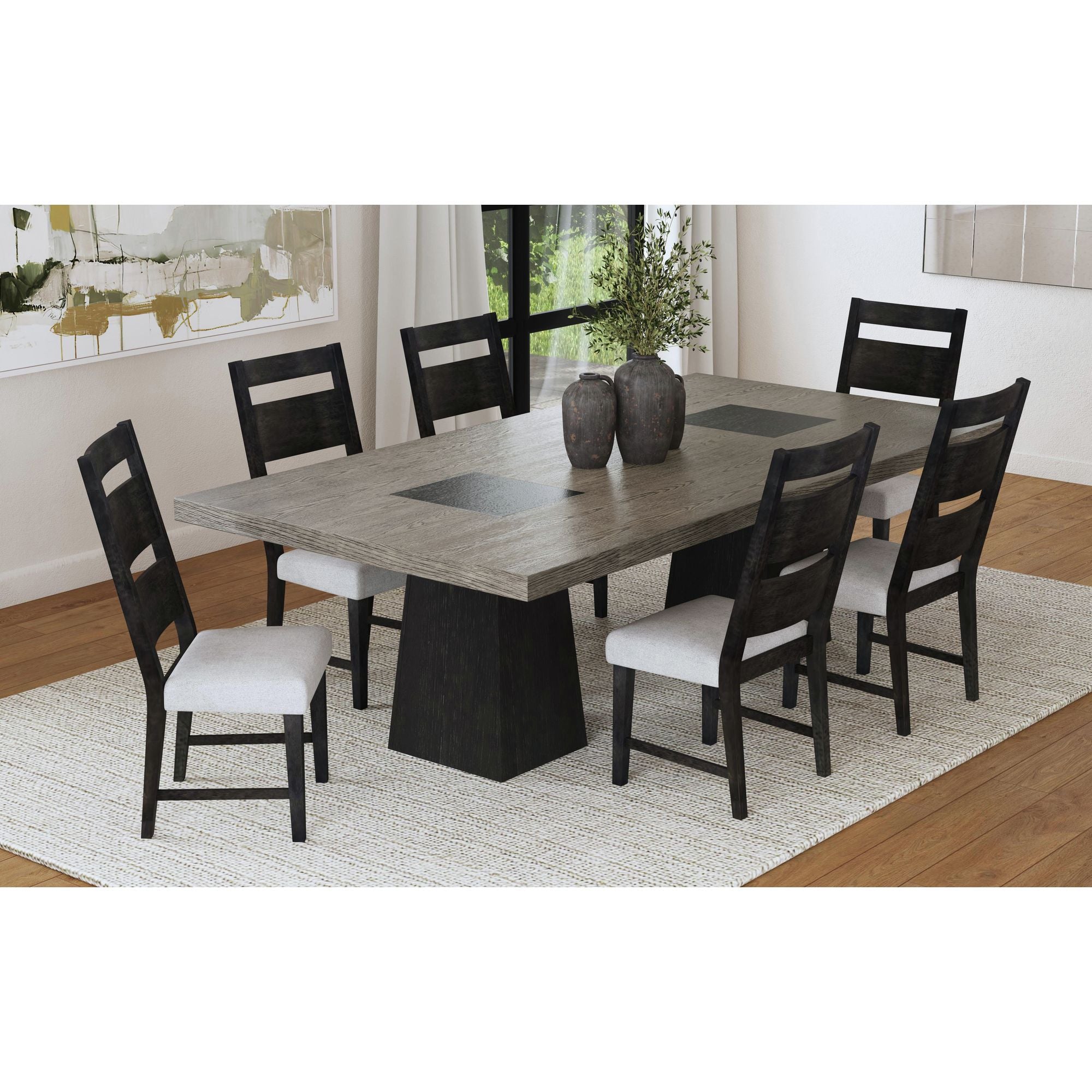 Jemma Wood Back Dining Side Chair with Beige Linen in Dark Espresso (2 Per Carton) – SKU D-7570-5-SC3 | Elements
