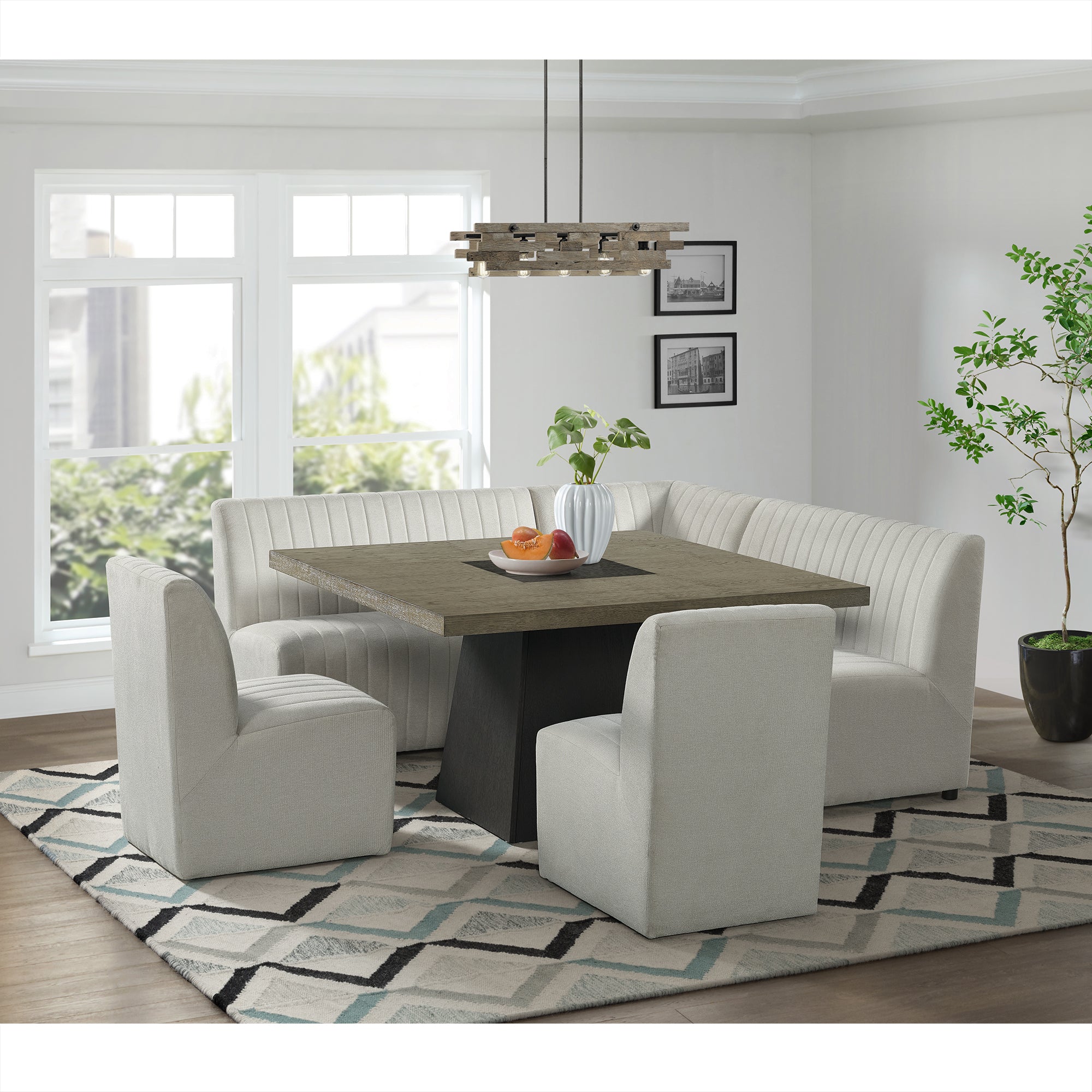 Jemma Upholstered Corner Chair in Beige Linen – SKU D-7570-6-CR | Elements