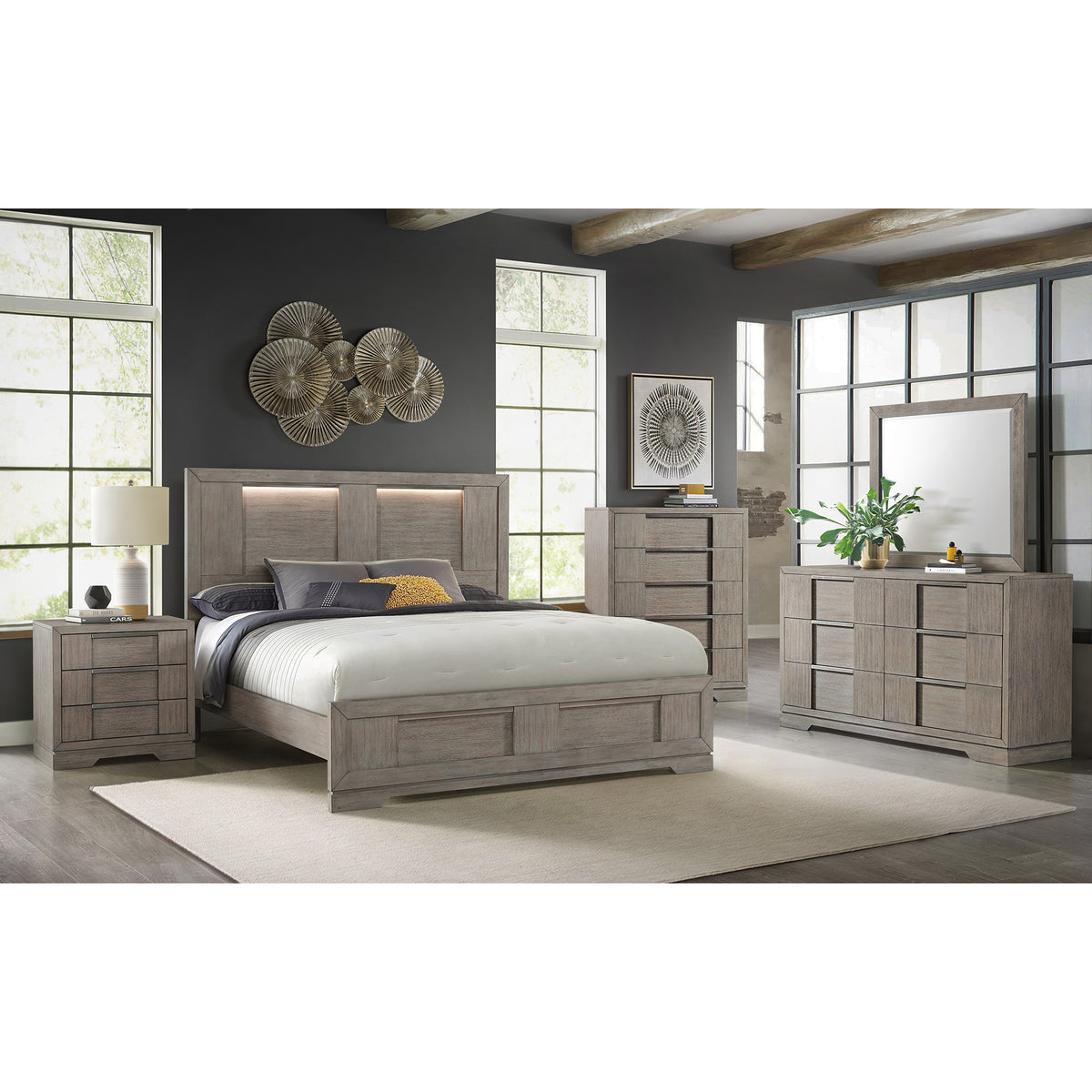 Kelis 6-Drawer Dresser in Grey – SKU B-9770-3-DR | Elements