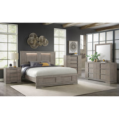 Kelis Queen Panel Bed with LED in Grey – SKU B-9770-3-QBL | Elements
