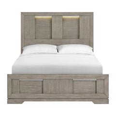 Kelis Queen Panel Bed with LED in Grey