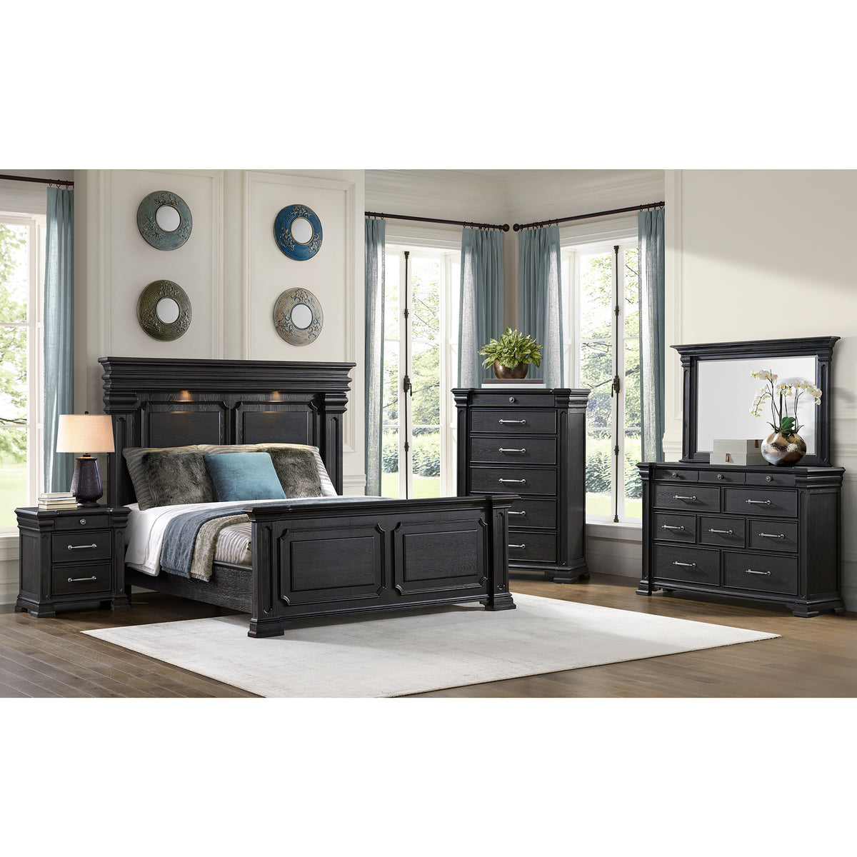 Kings Court Dresser & Mirror in Black – SKU B.10318.DRMR | Elements