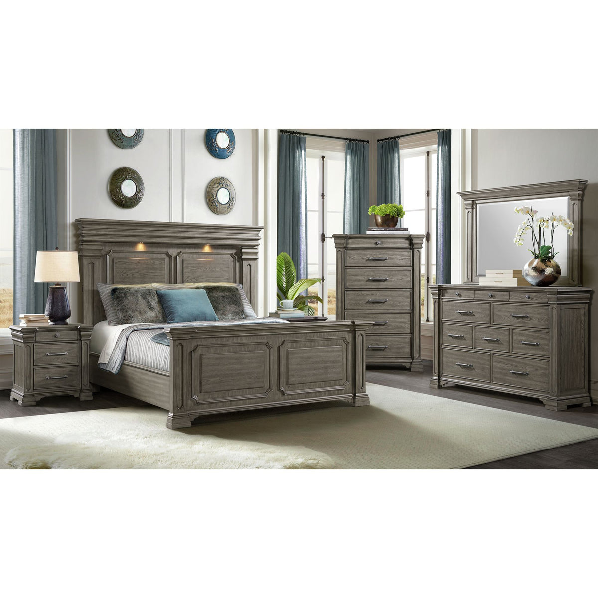 Kings Court Dresser & Mirror in Grey – SKU B.10315.DRMR | Elements
