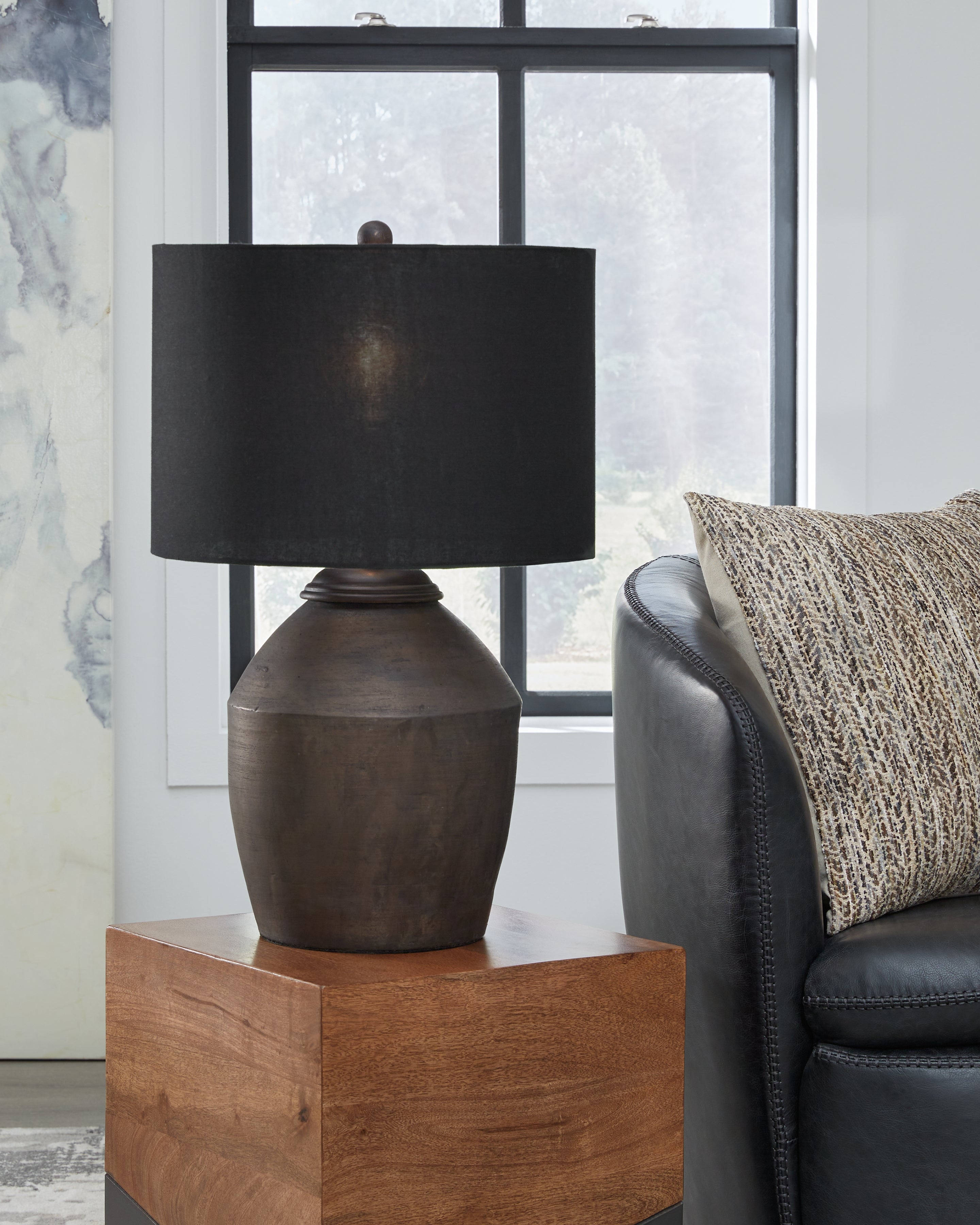Tampa Furniture Outlet Lutz - Ashley Furniture - Naareman Lighting - 2-Piece Lamp Set / Metallic Black - L100804X2