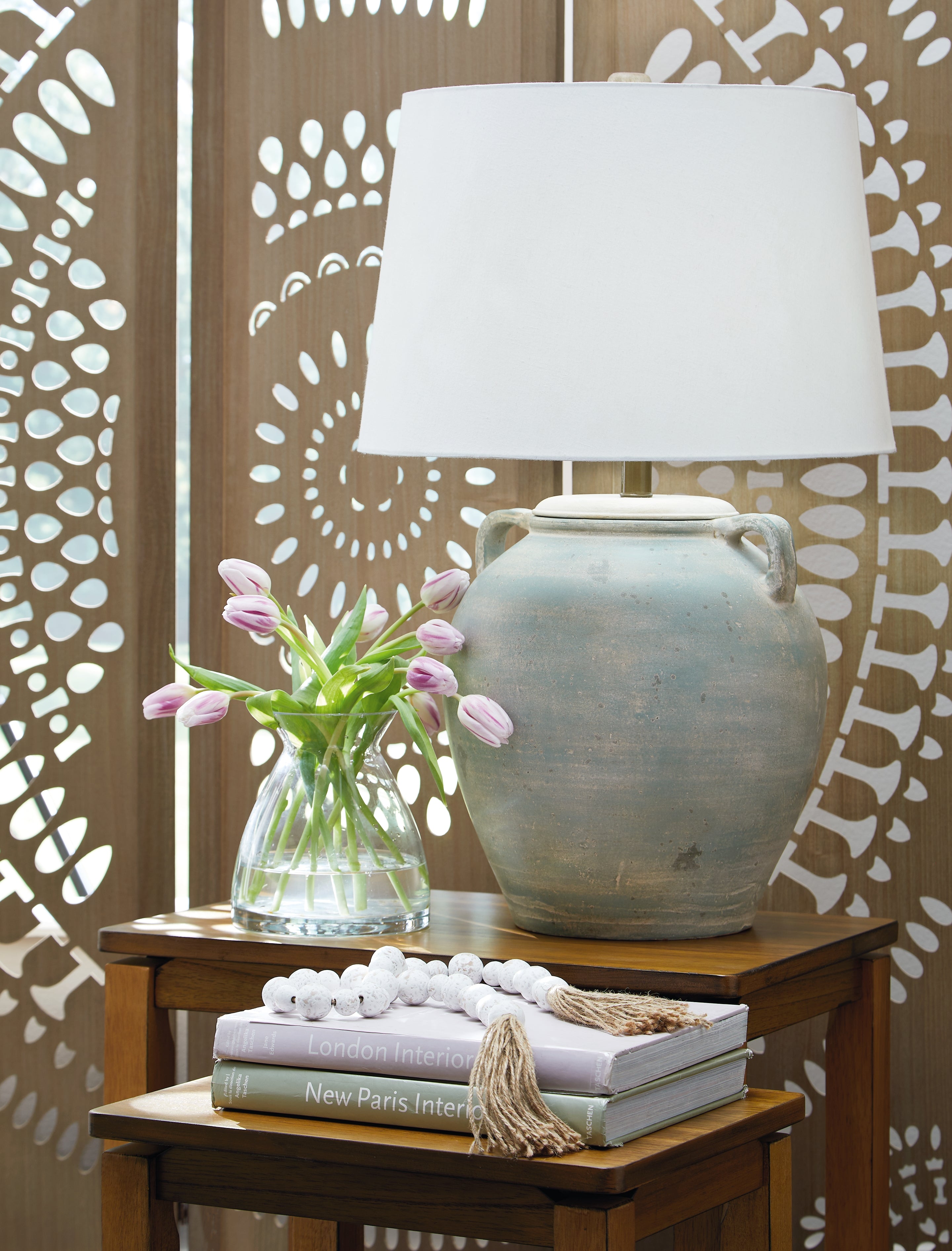 Tampa Furniture Outlet Lutz - Ashley Furniture - Shawburg Lighting - 2-Piece Lamp Set / Antique Green - L100814X2