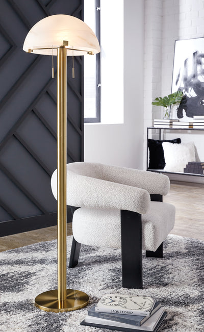 Tampa Furniture Outlet Lutz - Ashley Furniture - Tobbinsen Lighting - Metal Floor Lamp (1/CN) / Brass Finish - L208421