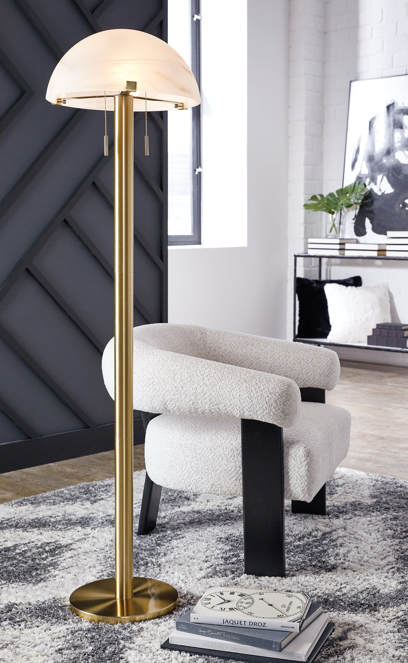 Tampa Furniture Outlet Lutz - Ashley Furniture - Tobbinsen Lighting - Metal Floor Lamp (1/CN) / Brass Finish - L208421