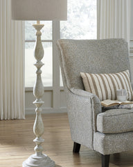 Tampa Furniture Outlet Lutz - Ashley Furniture - Bernadate Lighting - Poly Floor Lamp (1/CN) / Whitewash - L235341