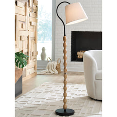 Tampa Furniture Outlet Lutz - Ashley Furniture - Corinwell Lighting - Wood Floor Lamp (1/CN) - L329131