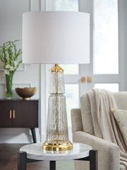 Tampa Furniture Outlet Lutz - Ashley Furniture - Bakersboro Lighting - Glass Table Lamp (1/CN) / Clear/Gold Finish - L430884