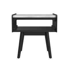 Lanette End Table with White Marble Top in Black
