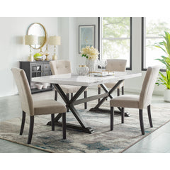 Lexi Dining Table in Espresso Base / White Marble Top – SKU CLX100DT | Elements