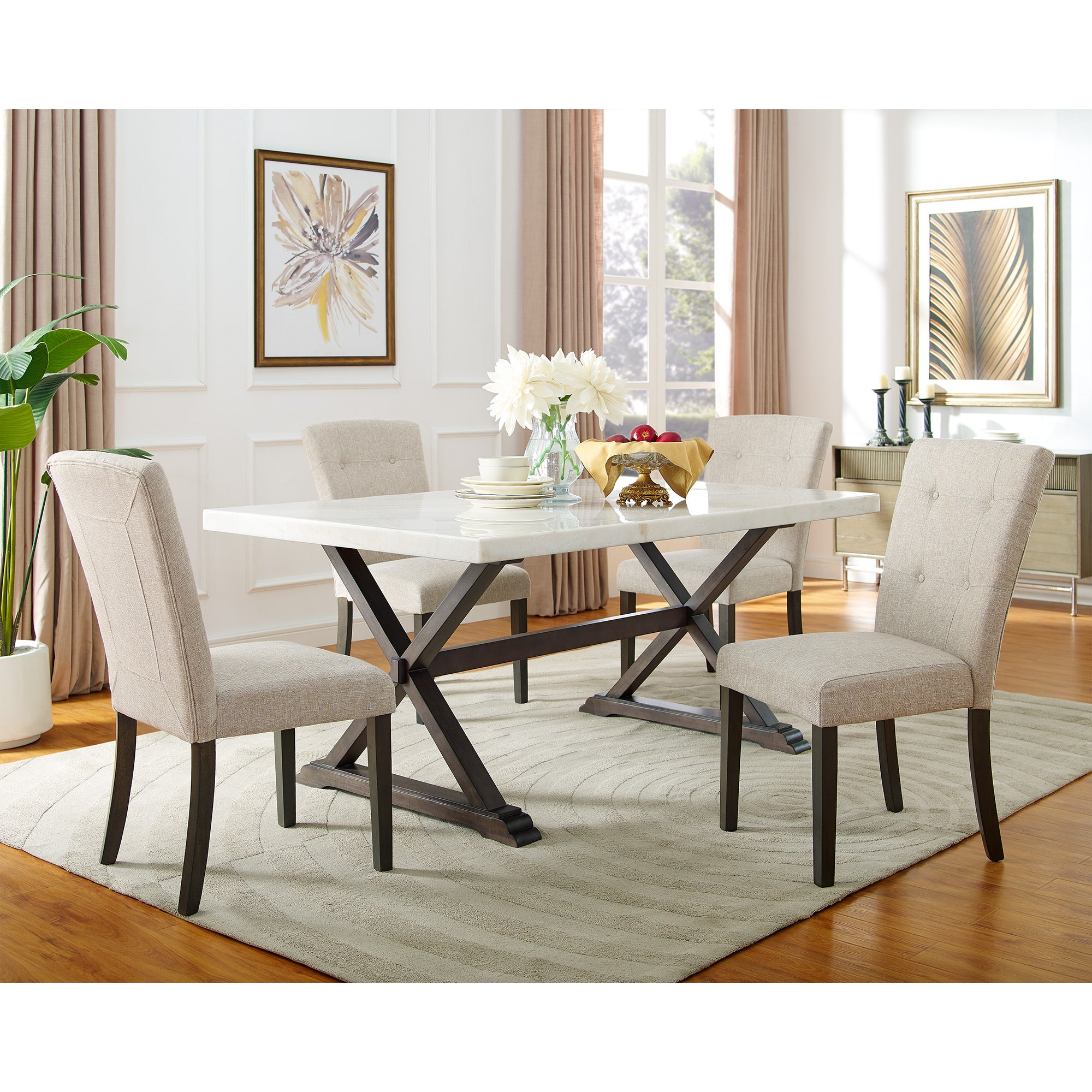 Lexi Tufted Fabric Side Chair in Beige (2 Per Pack) – SKU CLX100TFSC | Elements