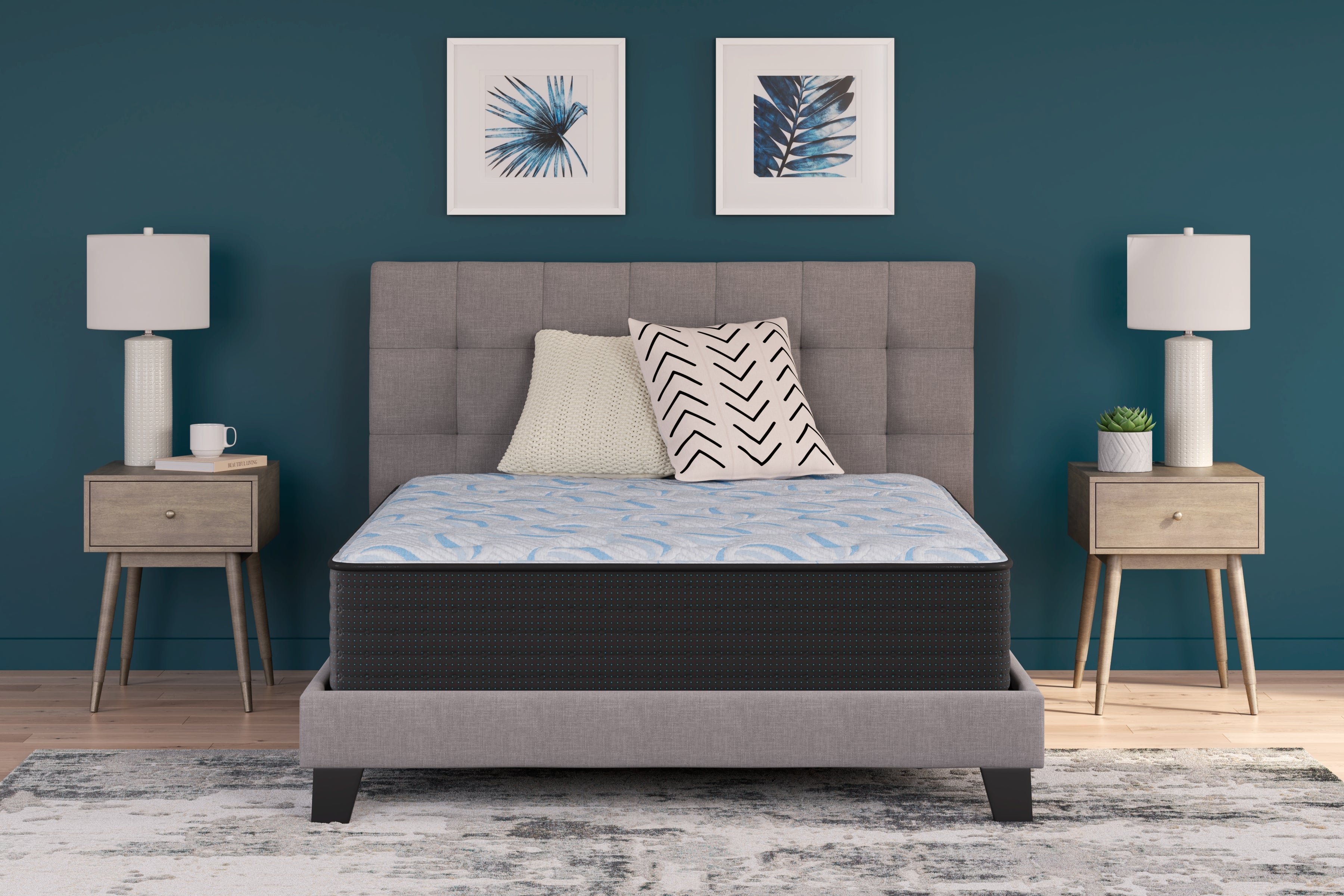 Tampa Furniture Outlet Lutz - Ashley Furniture - Elite Springs Firm Mattresses - Queen / Gray/Blue - M40531