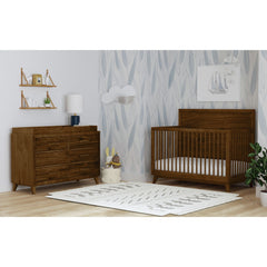 Malia Crib with High Headboard and Guardrail in Walnut – SKU N-15940-5-CB | Elements