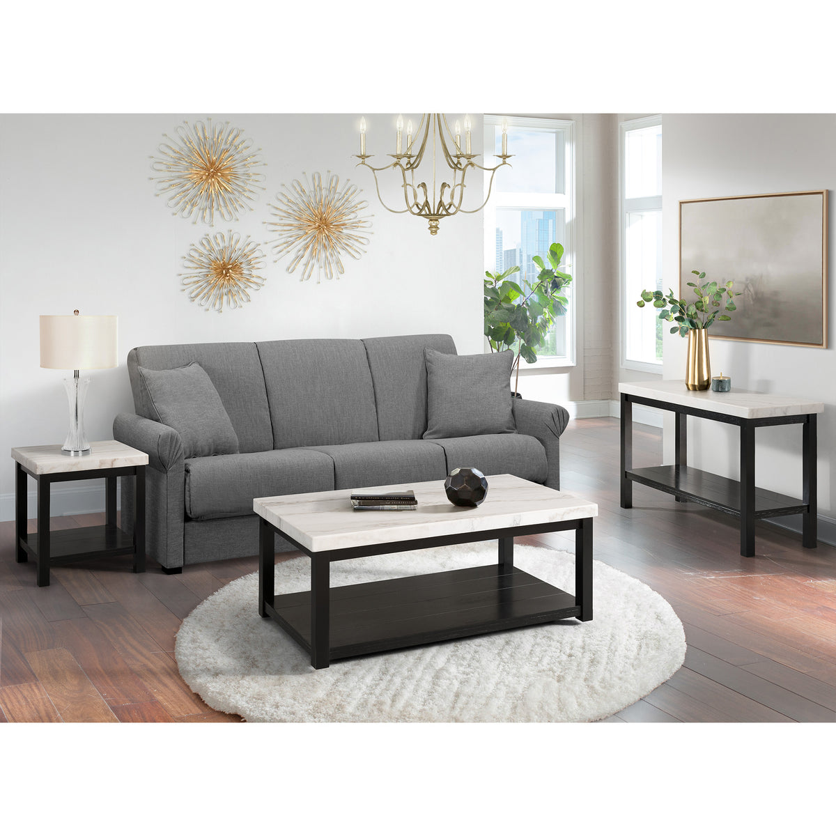 Marcello White Rectangular Coffee Table W/ Casters ISTA3 Packaging – SKU CML100CTE | Elements