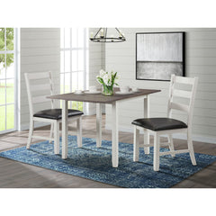 Martin 3 pc Drop Leaf Dining Set (Dark Brown Top - White Base) – SKU DMT7003DLDS | Elements